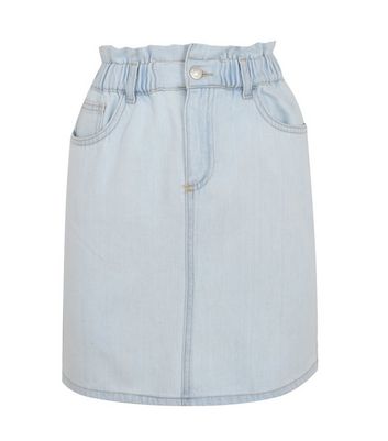 Image of Blue Elasticated High Waist Denim Skirt New Look