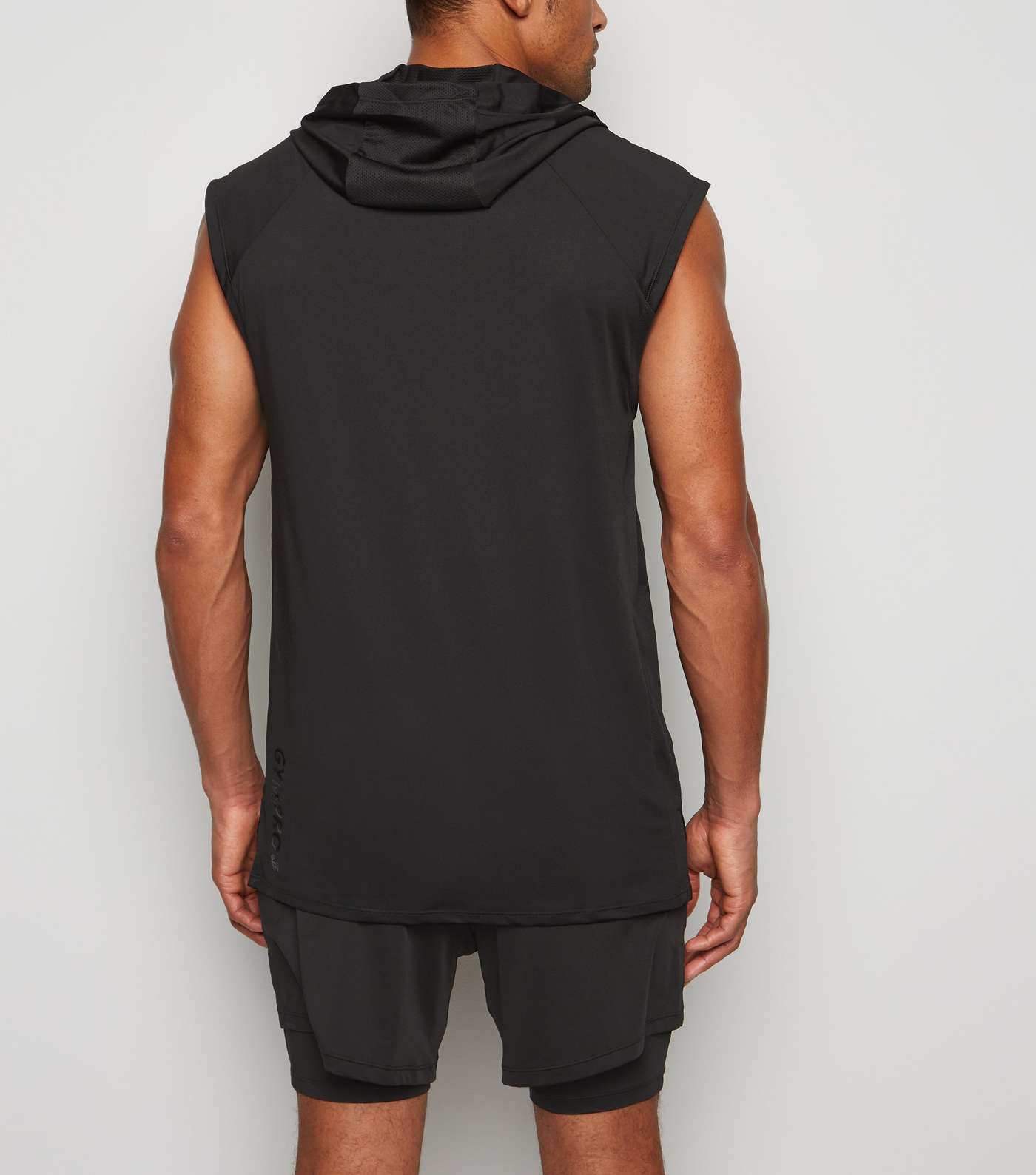 GymPro Black Mesh Panel Hooded Vest Image 3