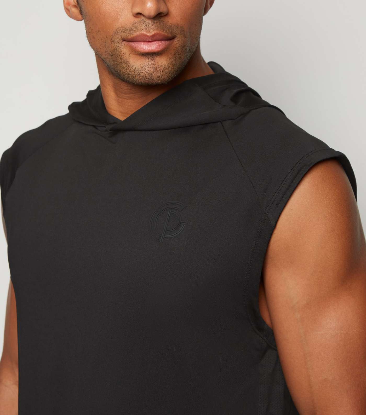 GymPro Black Mesh Panel Hooded Vest Image 5
