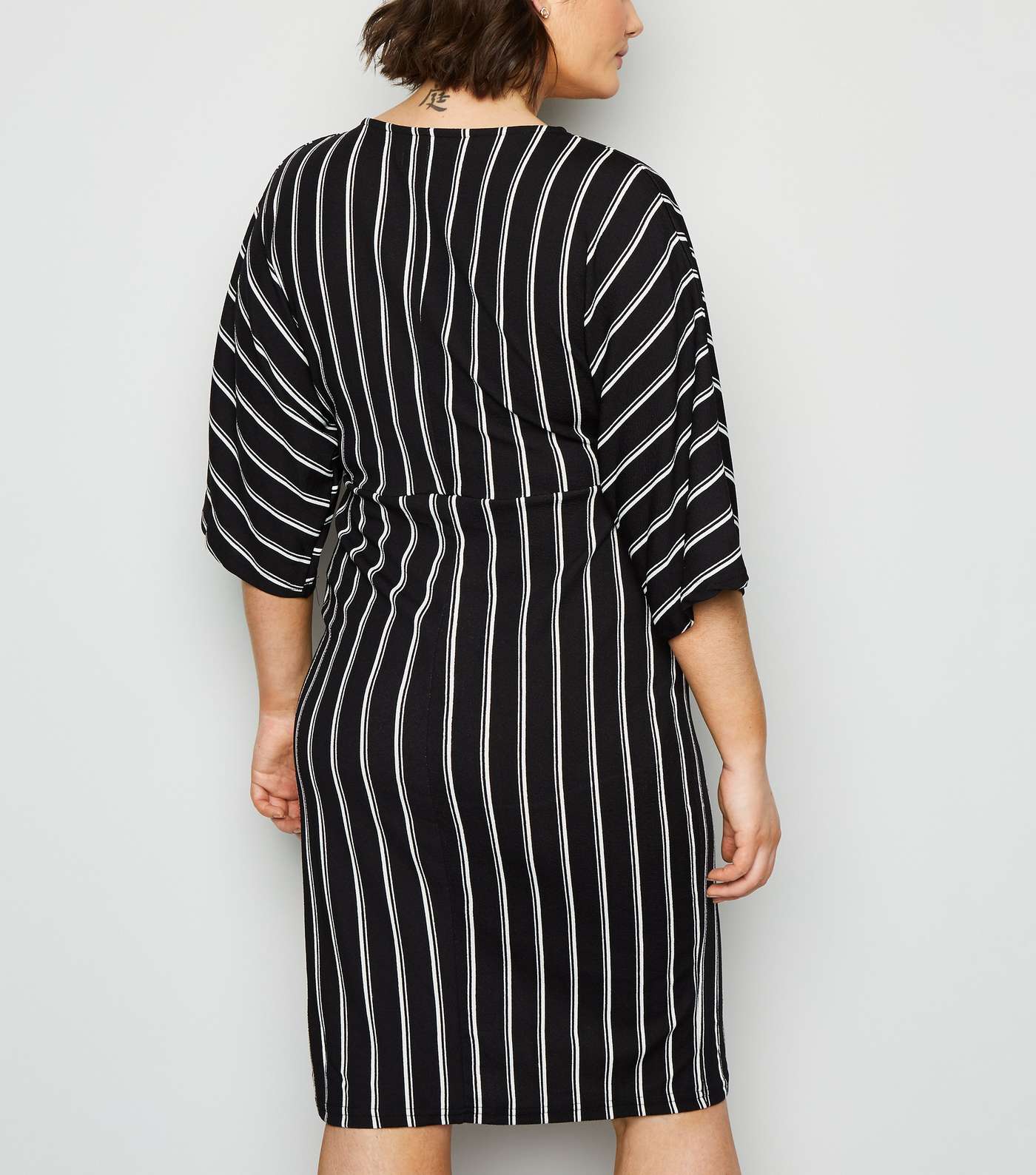 Mela Curves Black Stripe Wrap Dress Image 3