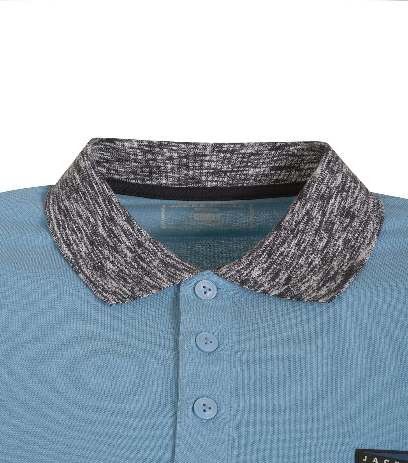 Jack & Jones Pale Blue Contrast Collar Polo Shirt Image 3