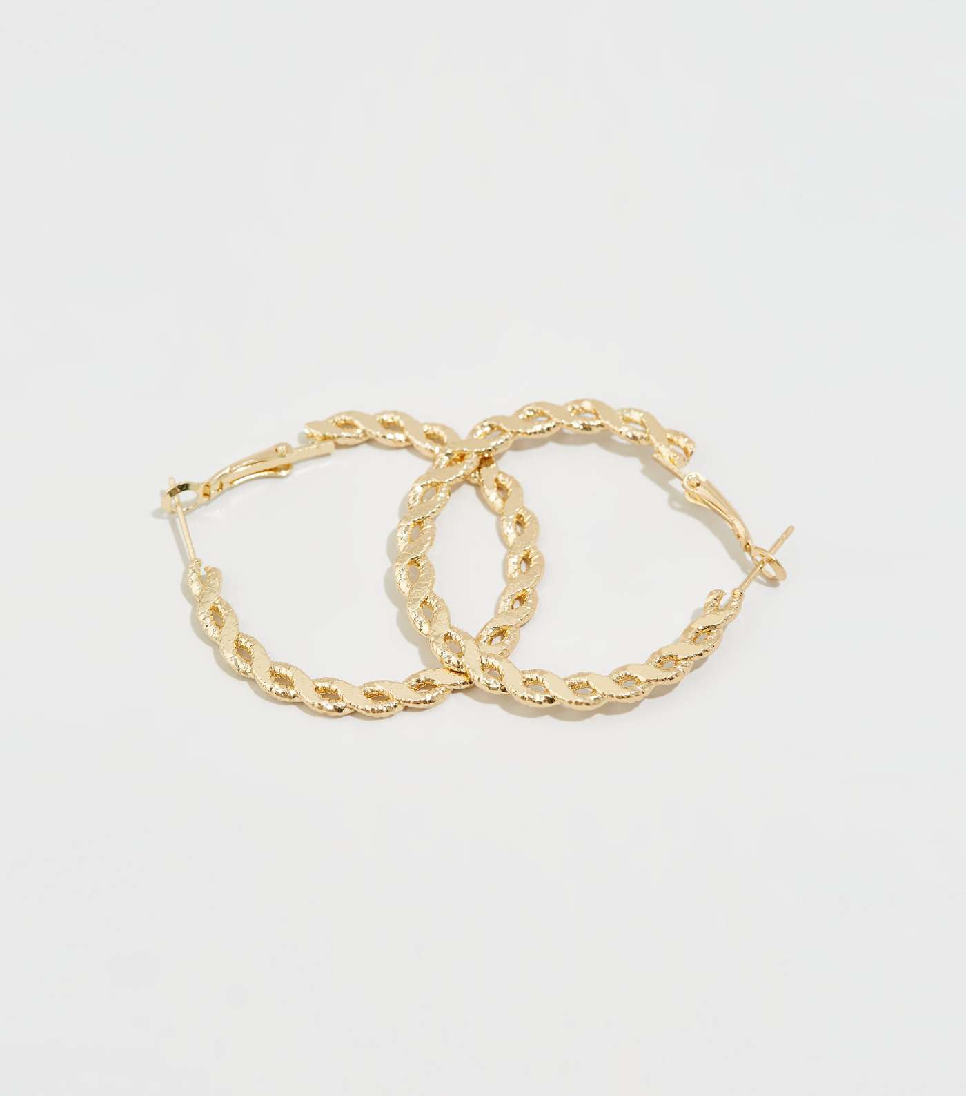 Gold Twist Hoop Earrings Image 3