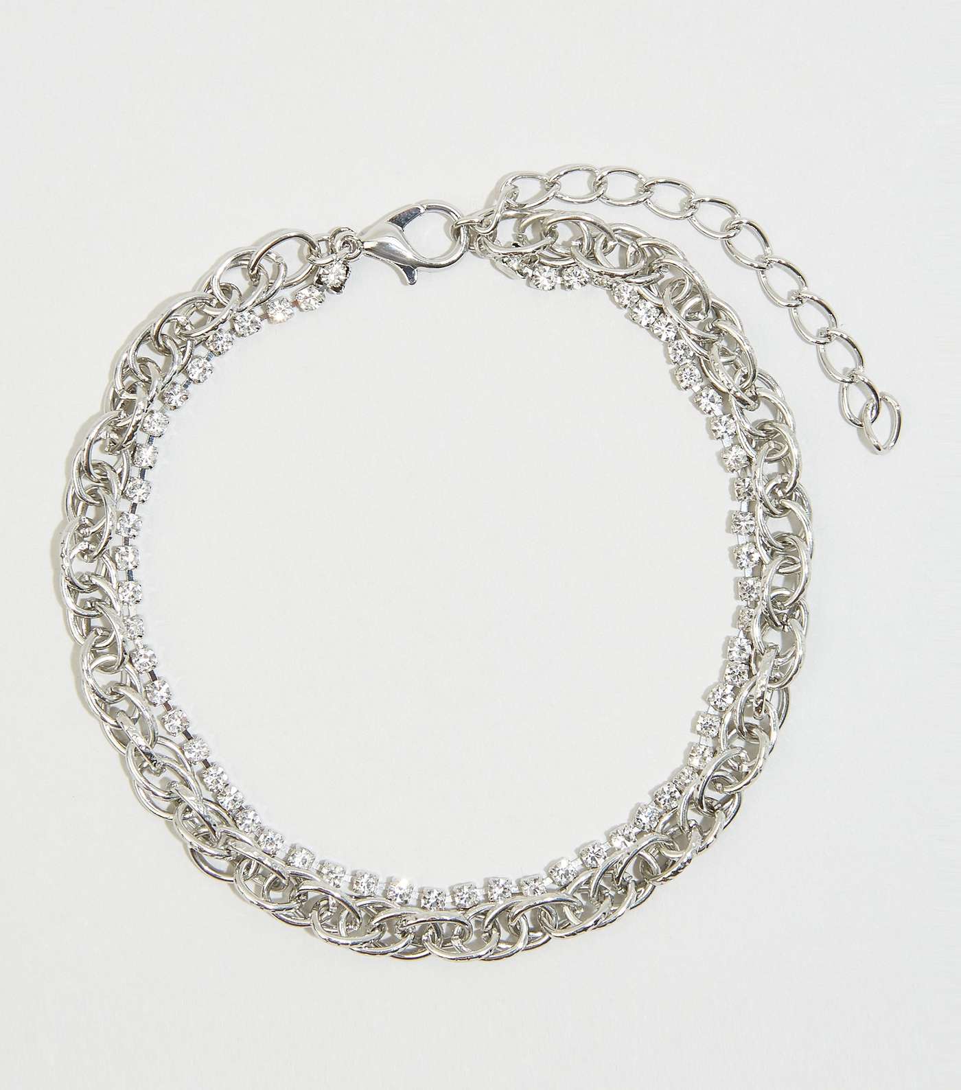 Silver Diamanté Chain Anklet