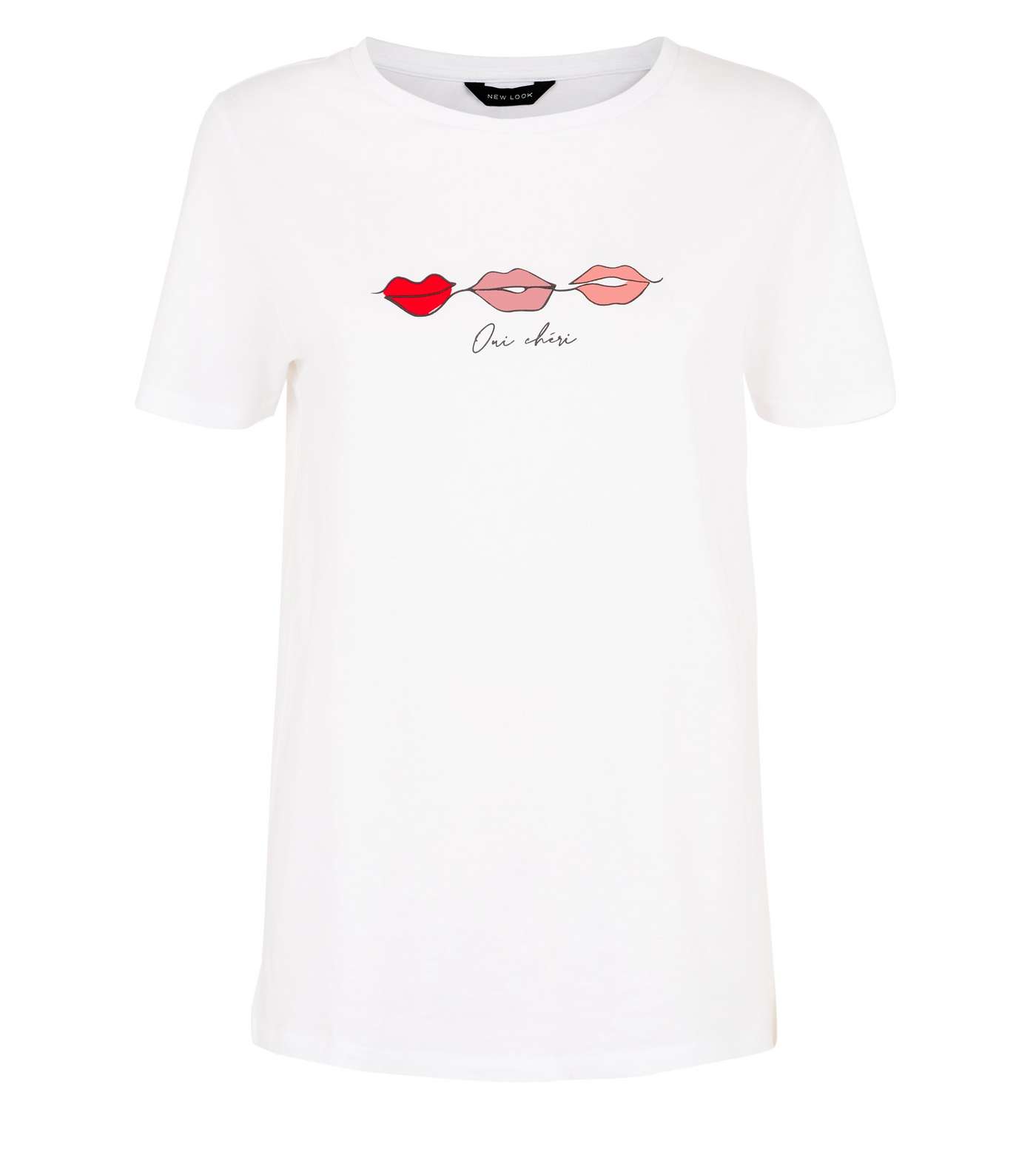 White Lip Sketch Slogan T-Shirt Image 4