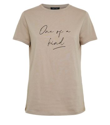 Image of Light Brown One Of A Kind Slogan T-Shirt New Look