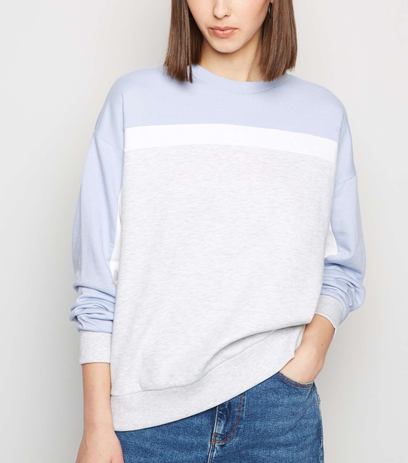 Pale Blue Colour Block Sweatshirt