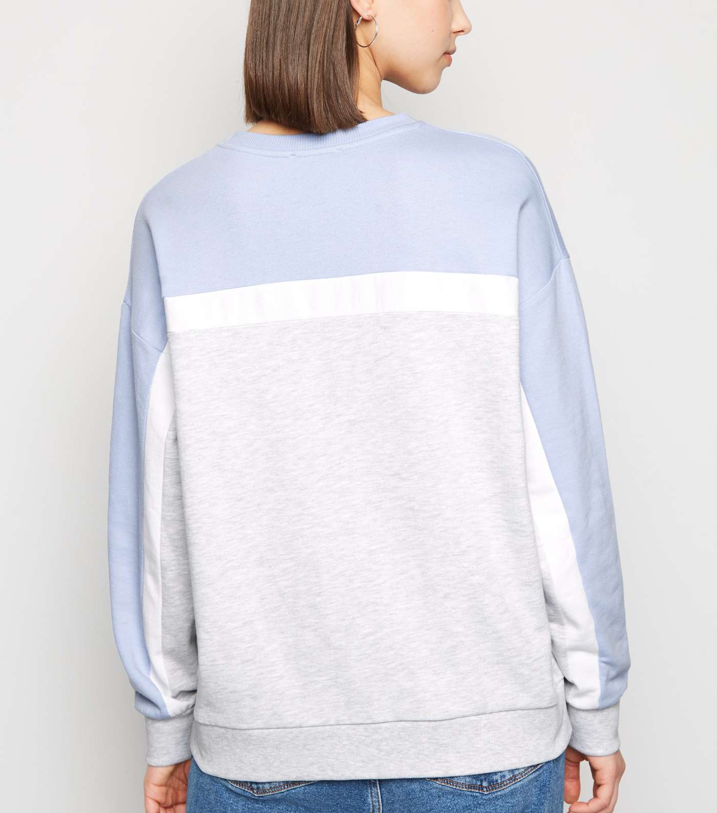 Pale Blue Colour Block Sweatshirt Image 3