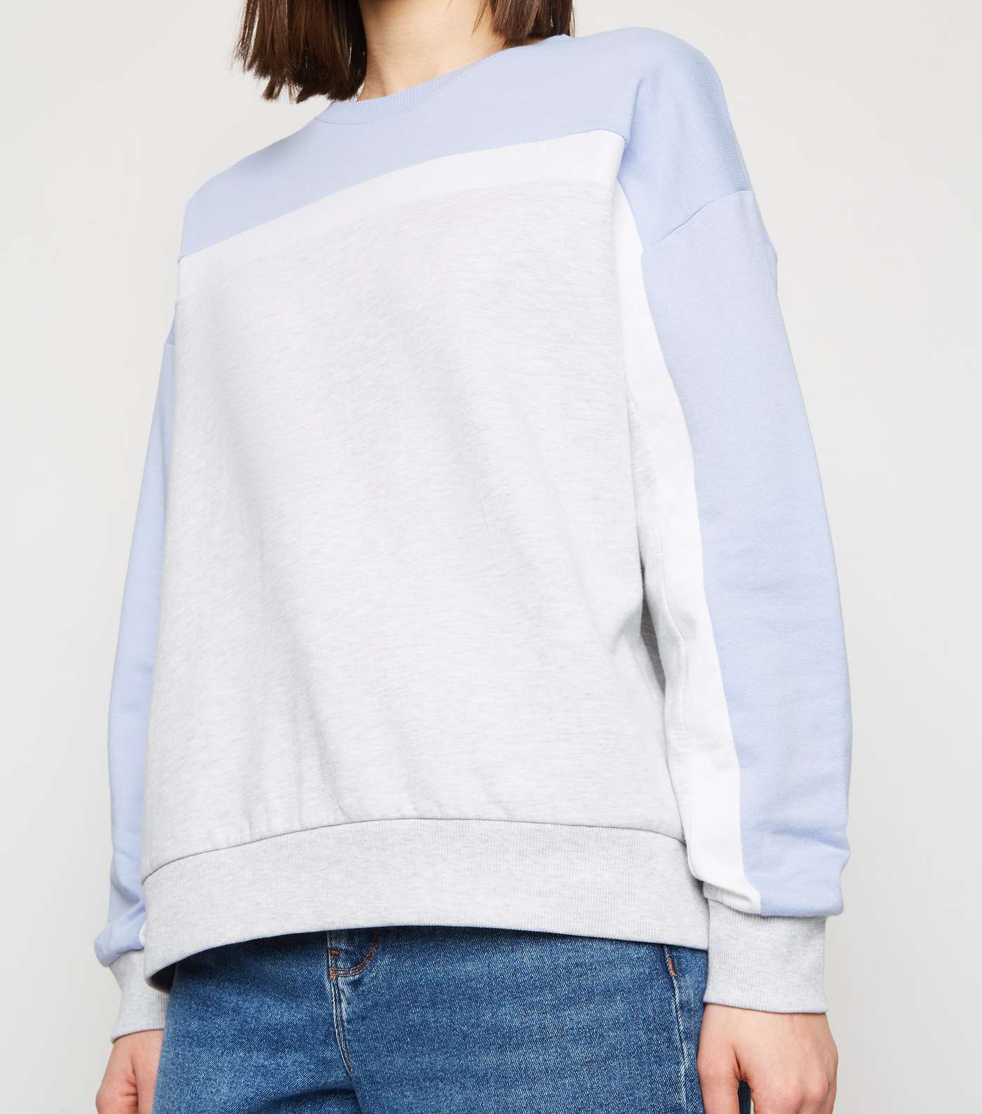 Pale Blue Colour Block Sweatshirt Image 5
