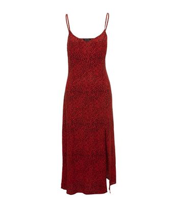 red leopard print slip dress