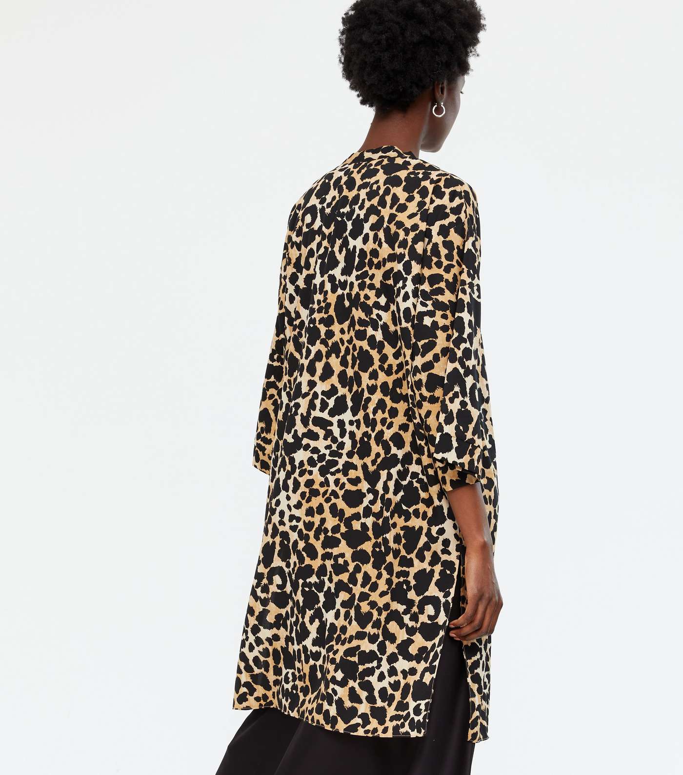 Brown Leopard Print Long Kimono Image 4