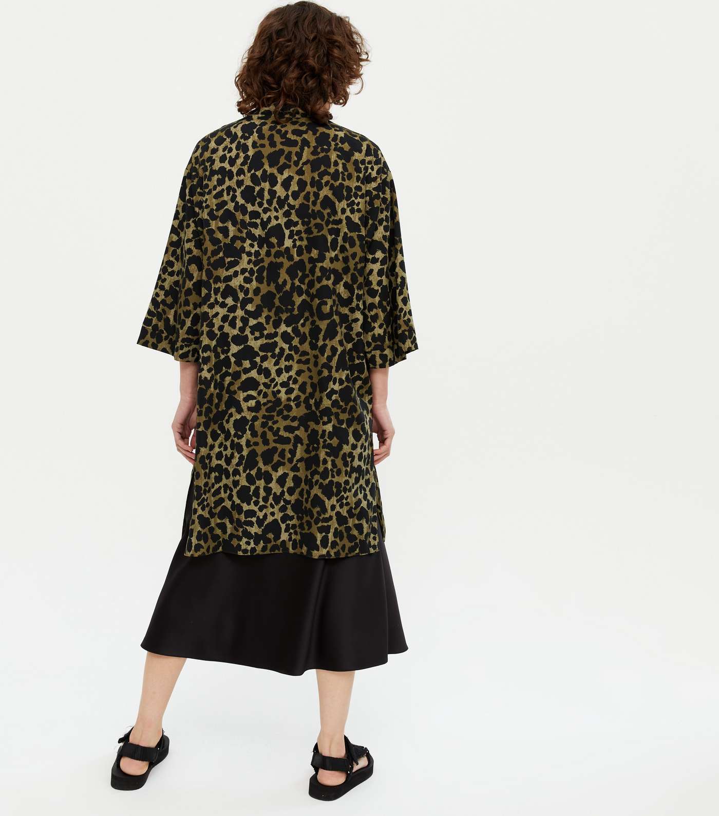 Green Leopard Print Long Kimono Image 5