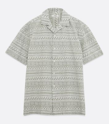 Image of Jack & Jones Light Green Geometric Short Sleeve Shirt New Look