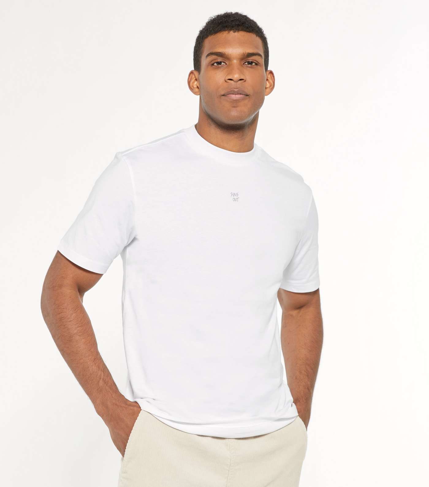 Only & Sons White Palm Print Back T-Shirt