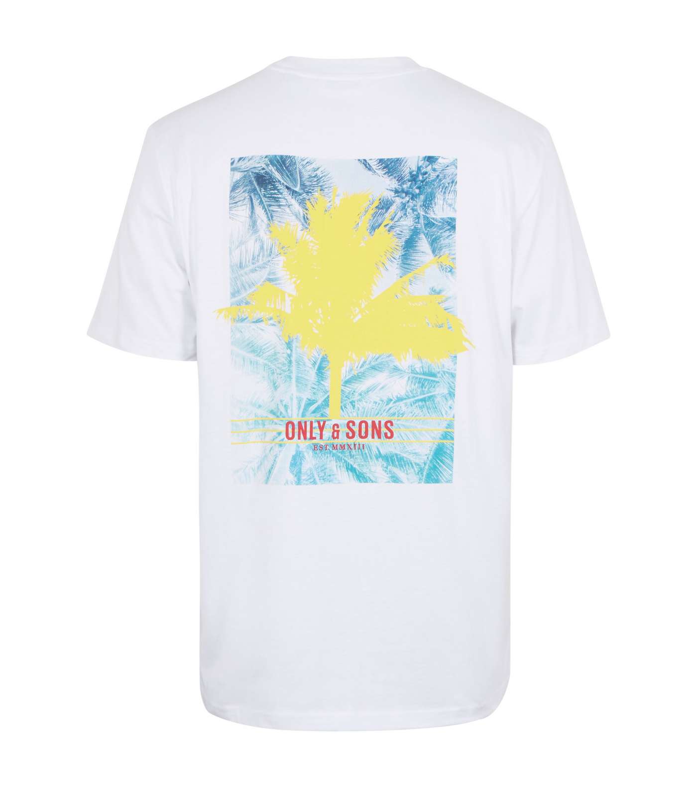 Only & Sons White Palm Print Back T-Shirt Image 5
