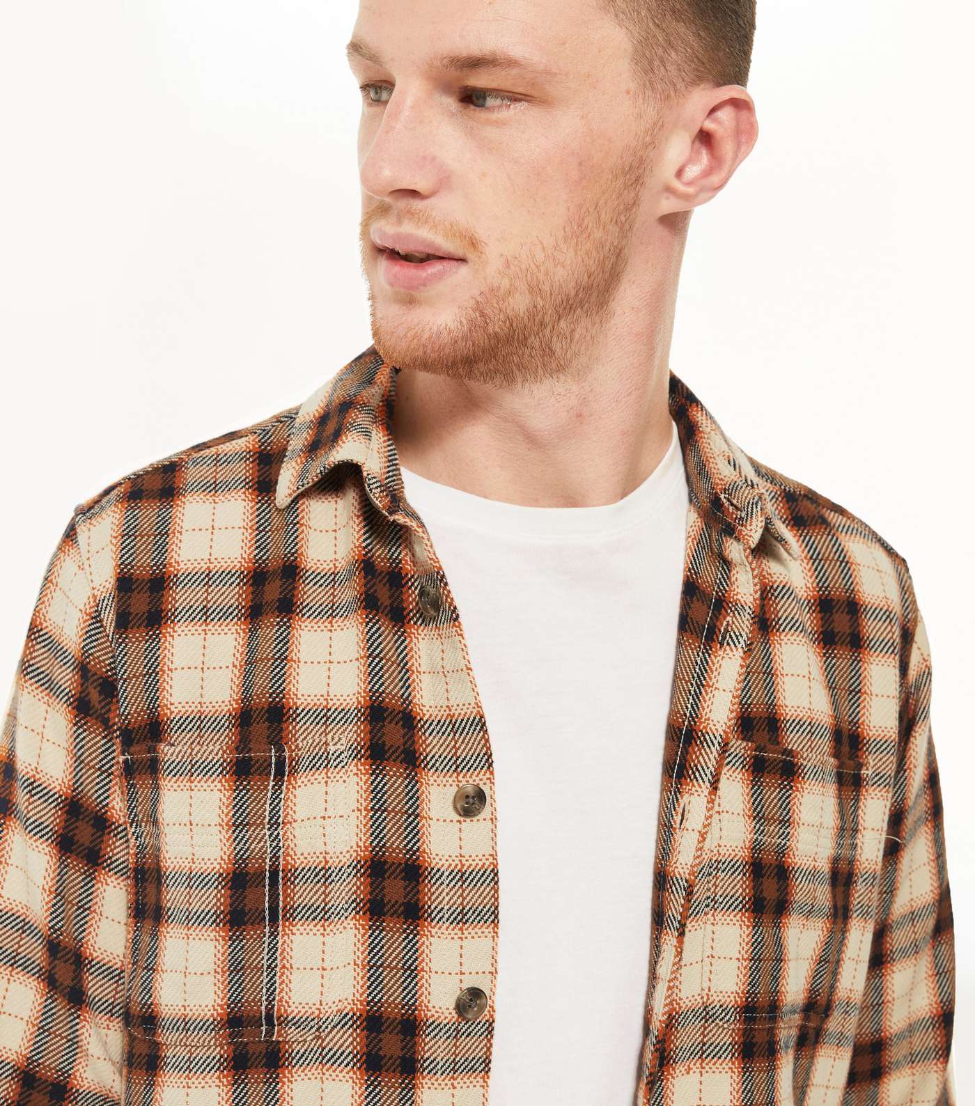 Only & Sons Cream Check Long Sleeve Shirt Image 3