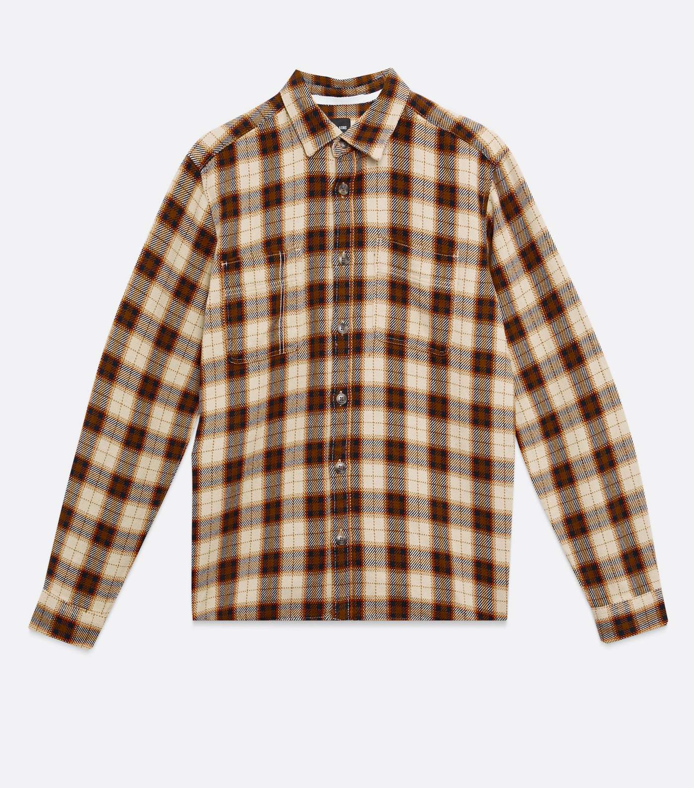 Only & Sons Cream Check Long Sleeve Shirt Image 5