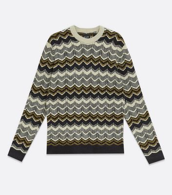 Image of Only & Sons Olive Chevron Jacquard Jumper New Look