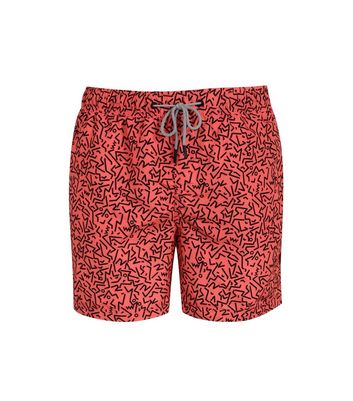 Image of Jack & Jones Bright Pink Geometric Swim Shorts New Look