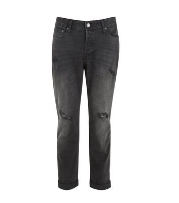 Image of Jack & Jones Black Washed Ripped Skinny Jeans New Look