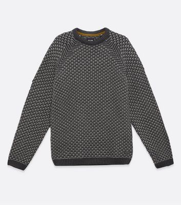 Image of Only & Sons Dark Grey Stitch Jumper New Look