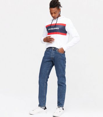 mid wash straight leg jeans