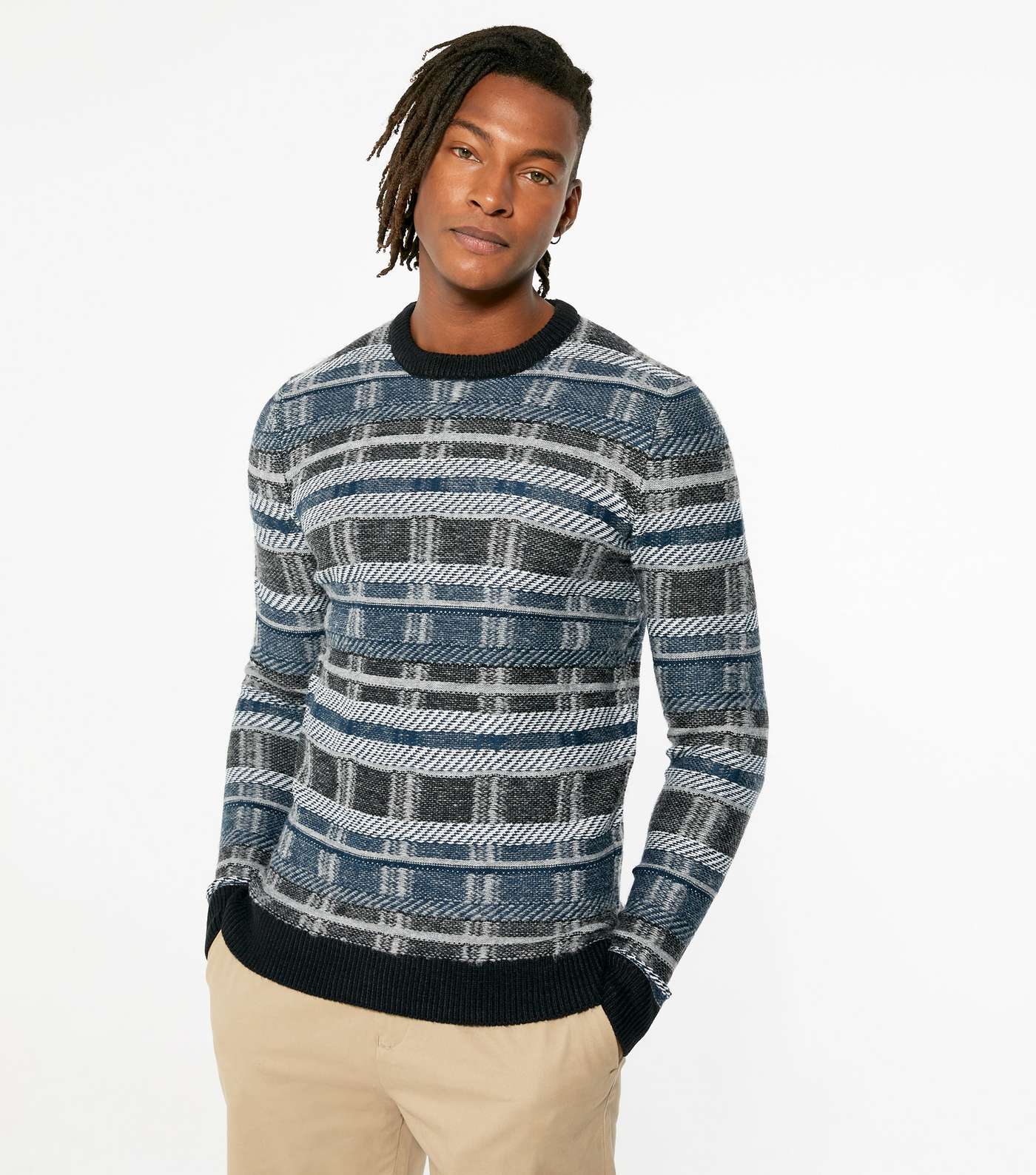 Only & Sons Grey Check Crew Neck Jumper