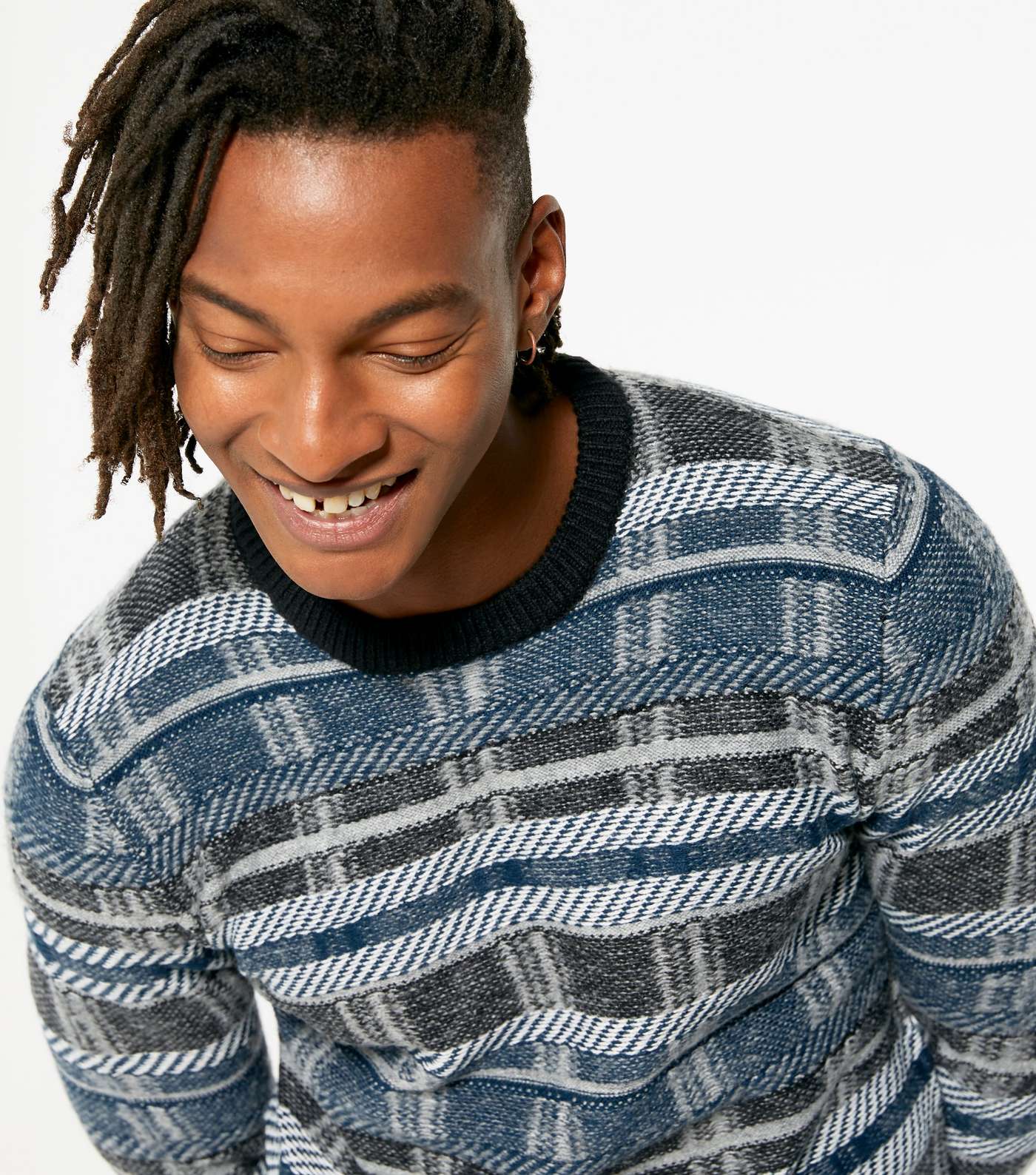 Only & Sons Grey Check Crew Neck Jumper Image 3