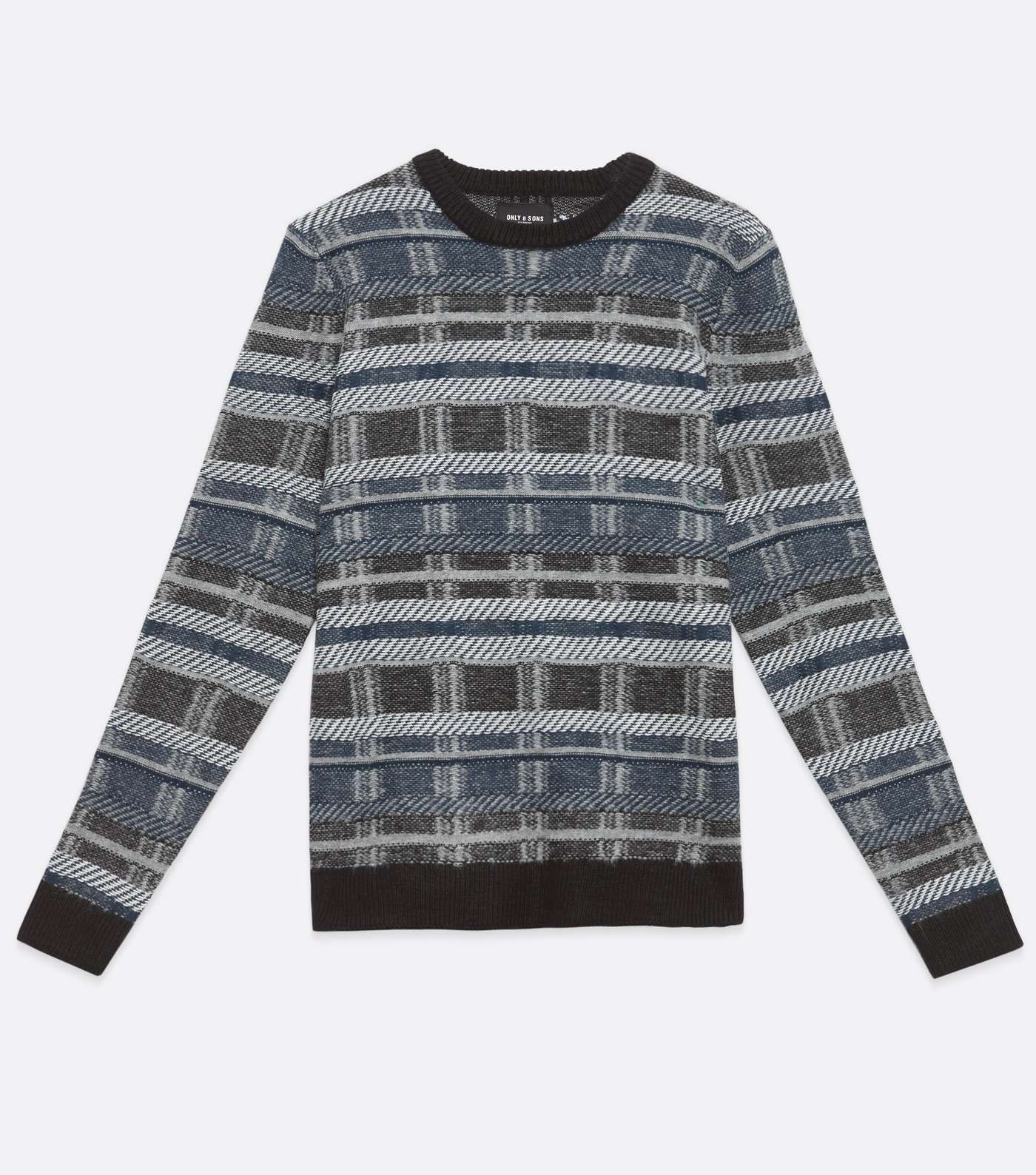 Only & Sons Grey Check Crew Neck Jumper Image 5