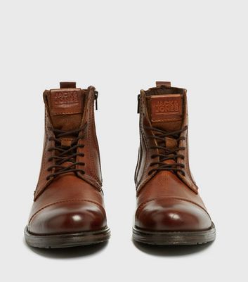 jack and jones leather lace up boots