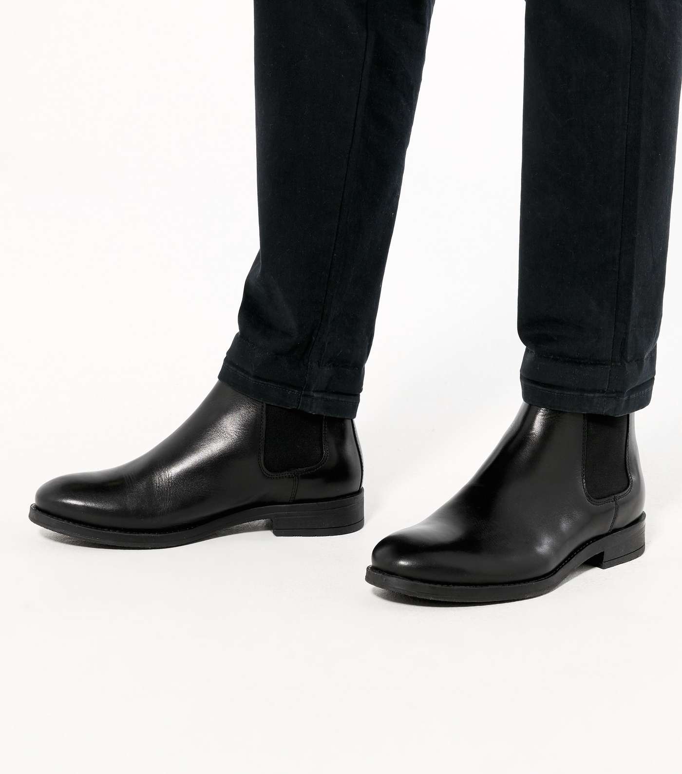 Dark Grey Leather Chelsea Boots