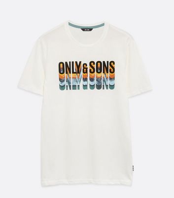 Image of Only & Sons White Logo T-Shirt New Look
