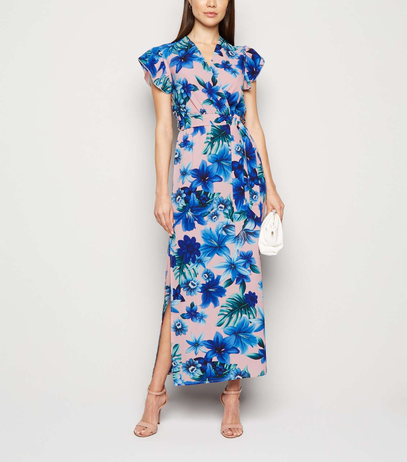 Mela Blue Floral Wrap Maxi Dress