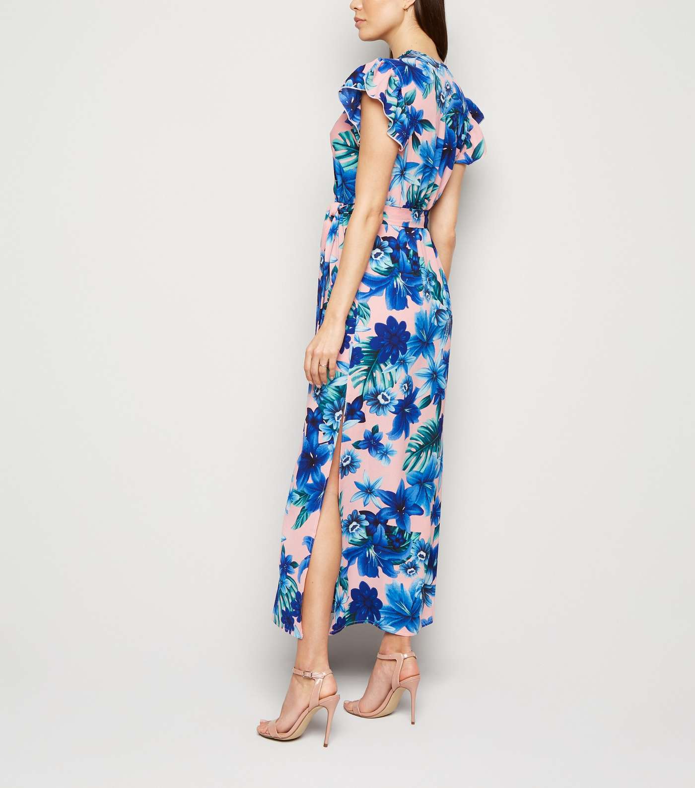 Mela Blue Floral Wrap Maxi Dress Image 3