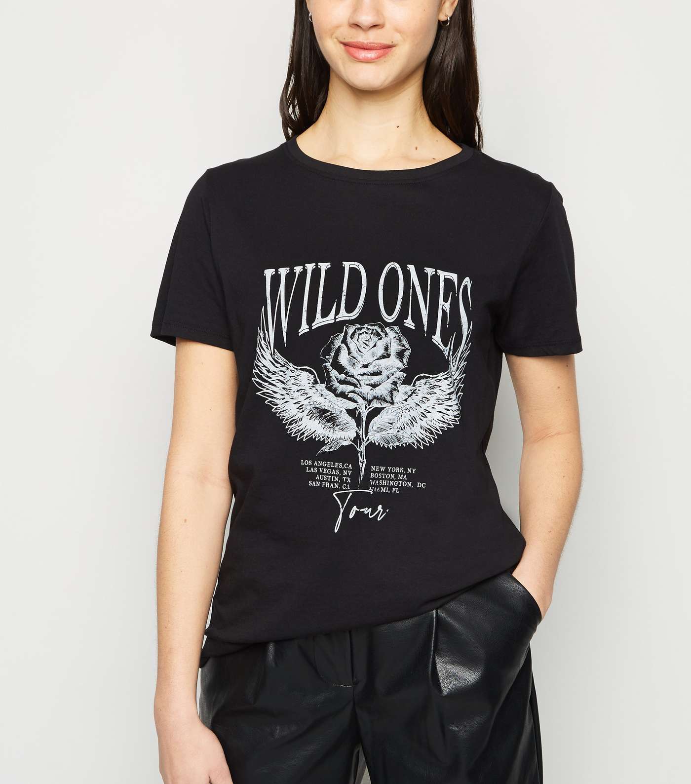 Black Rose Wild Ones Slogan T-Shirt