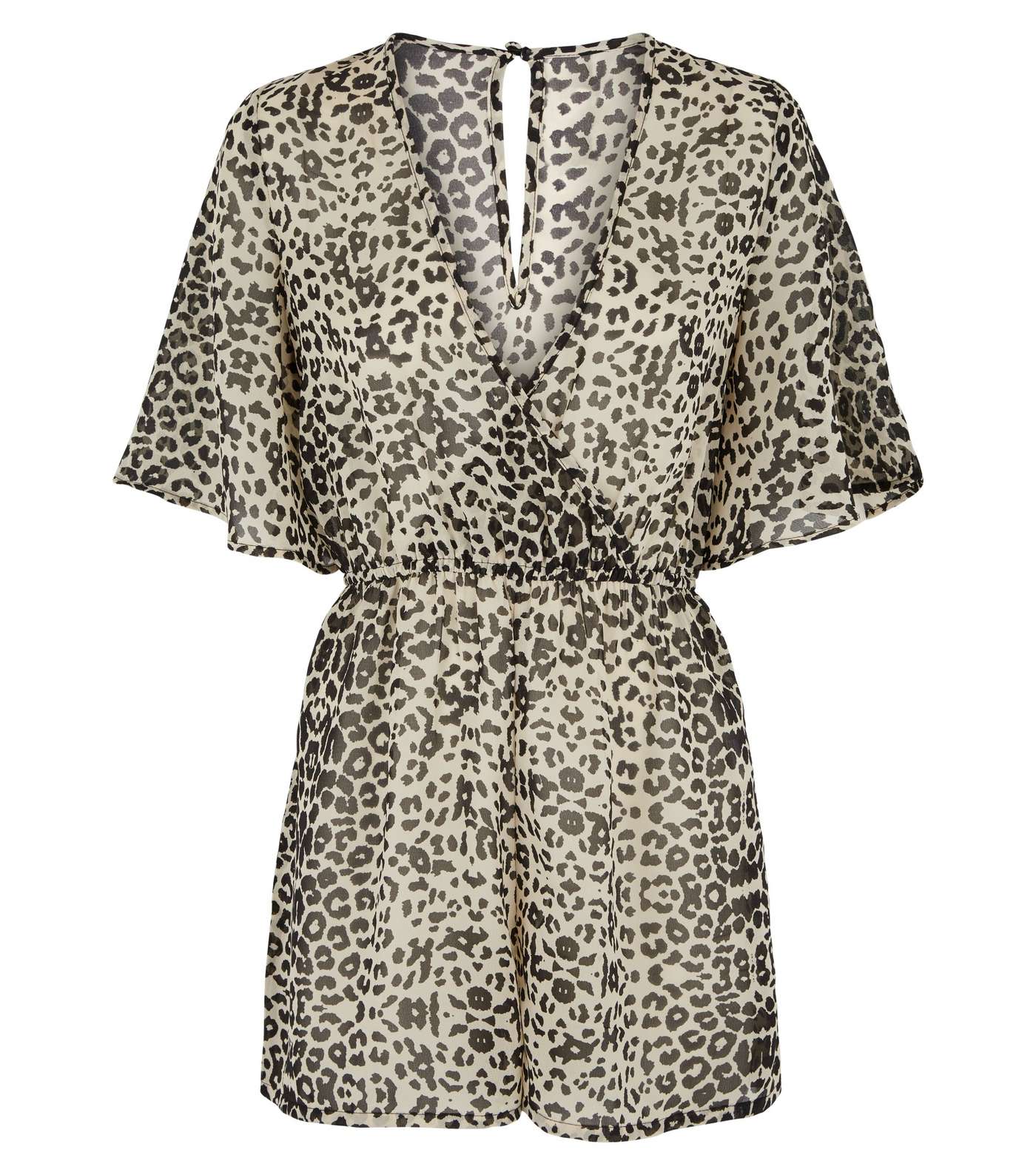 Influence Brown Leopard Wrap Beach Playsuit Image 4