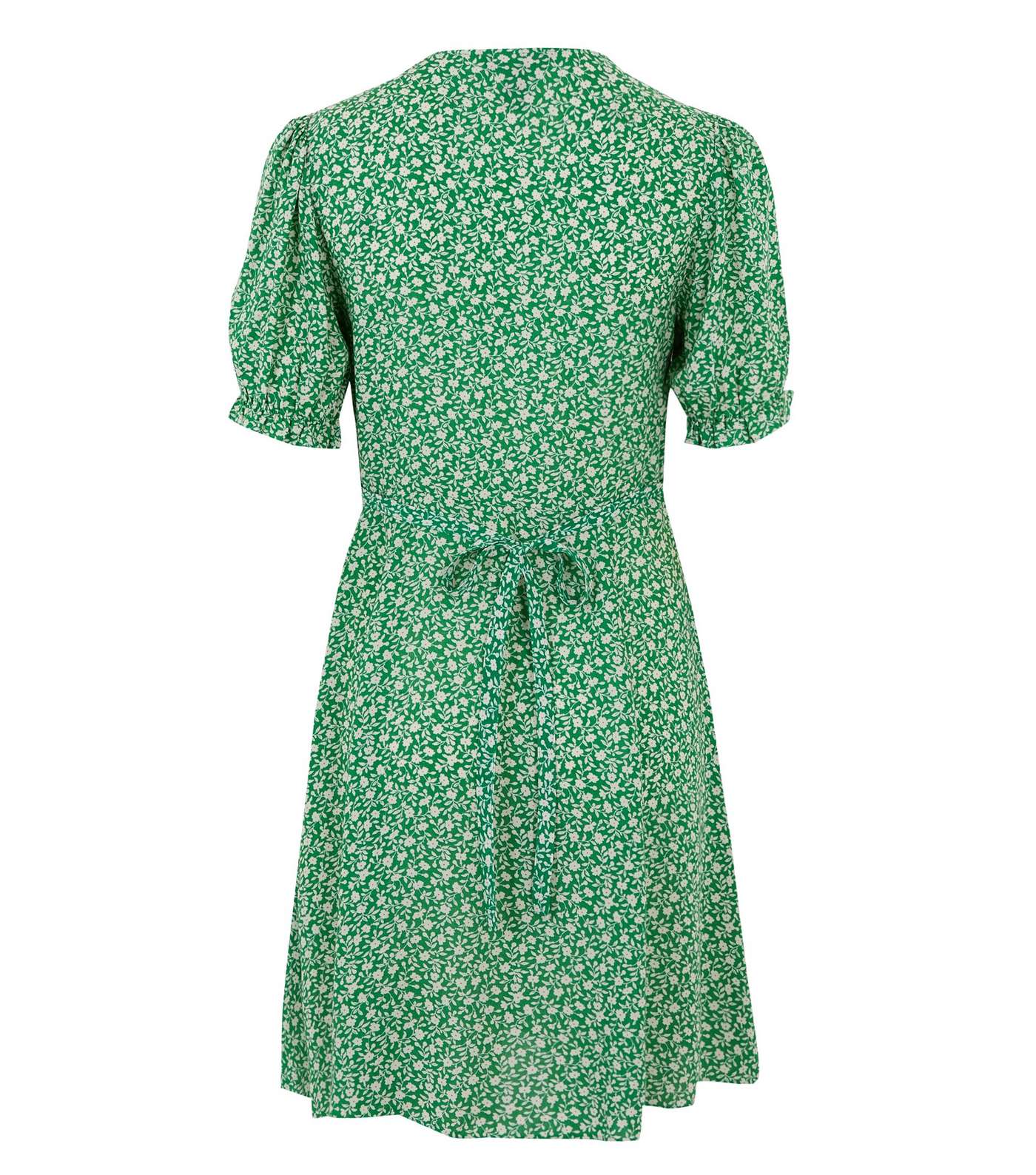 Green Ditsy Floral Puff Sleeve Tea Dress Image 2