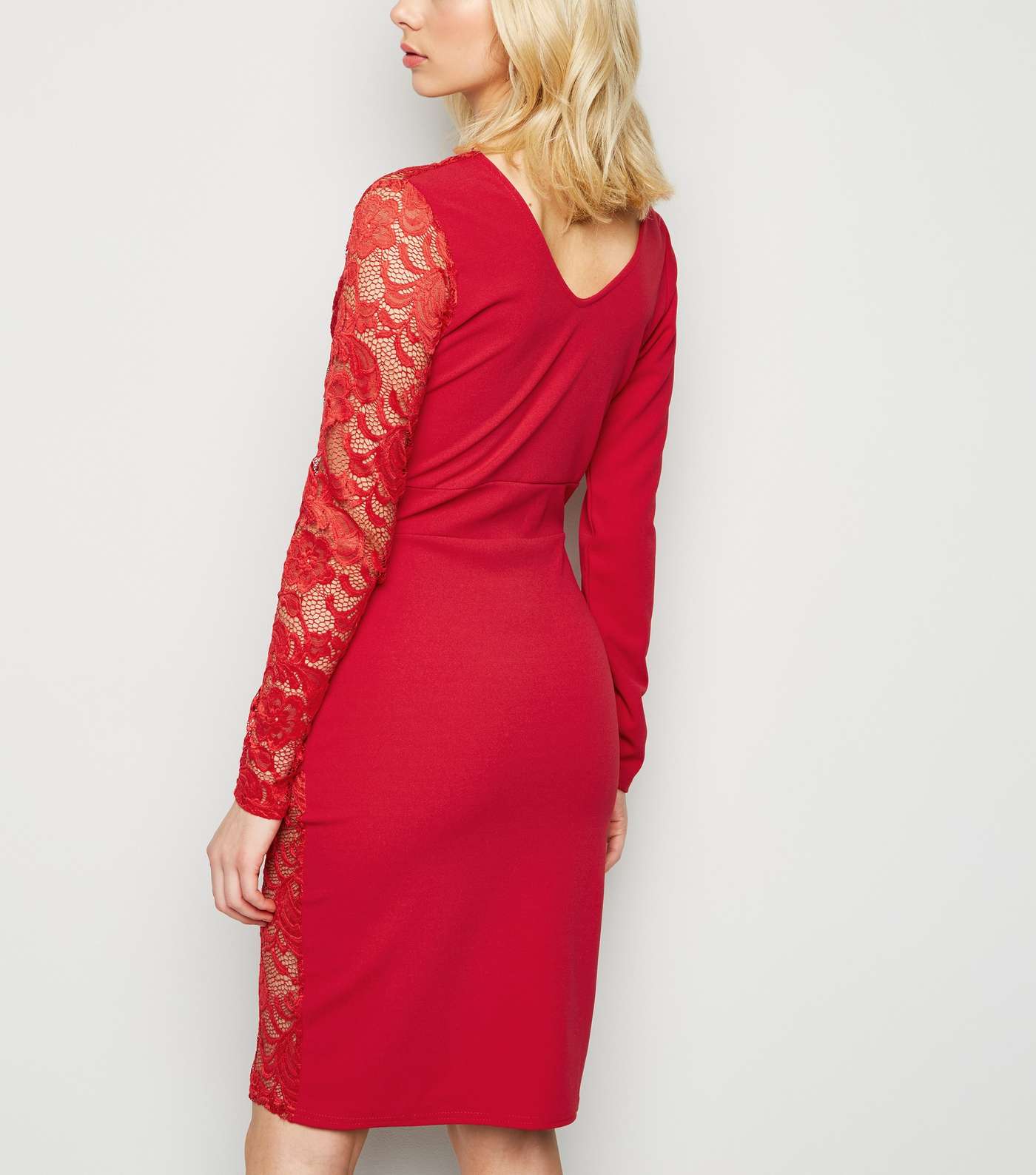 Miss Figa Red Asymmetric Lace Wrap Dress Image 3