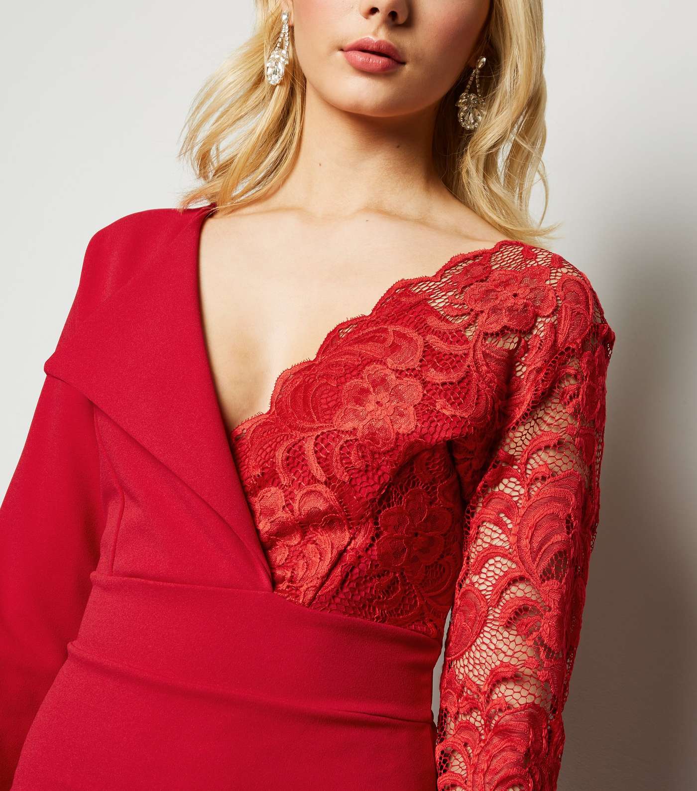 Miss Figa Red Asymmetric Lace Wrap Dress Image 5