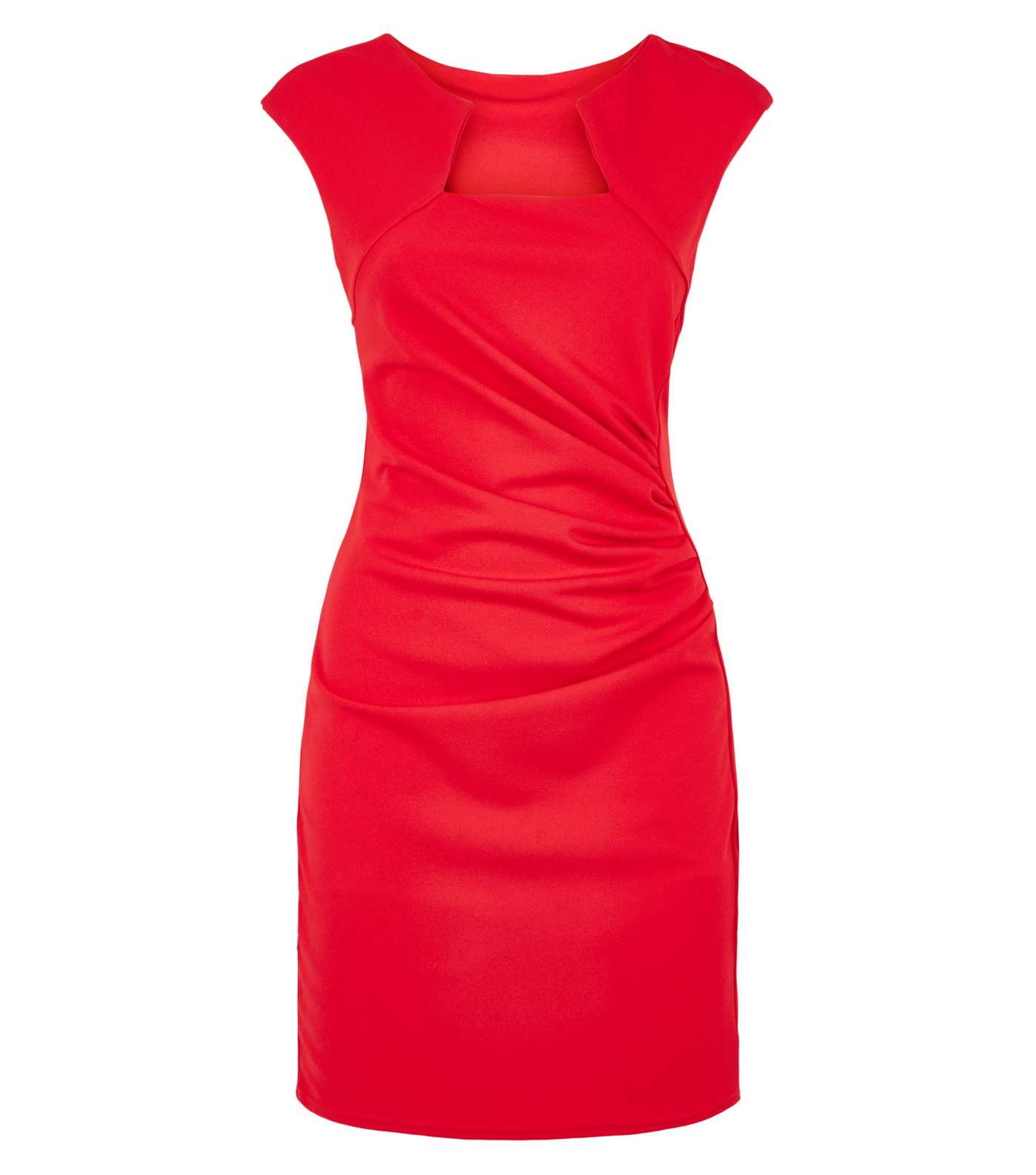 Missfiga Red Cap Sleeve Ruched Bodycon Dress Image 4