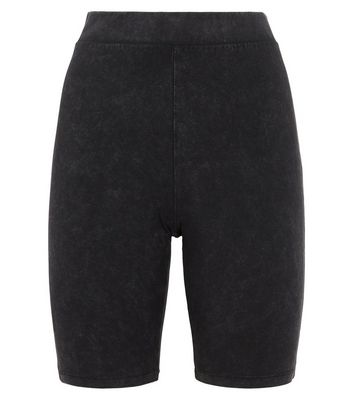 Image of Dark Grey Jersey Acid Wash Cycling Shorts New Look