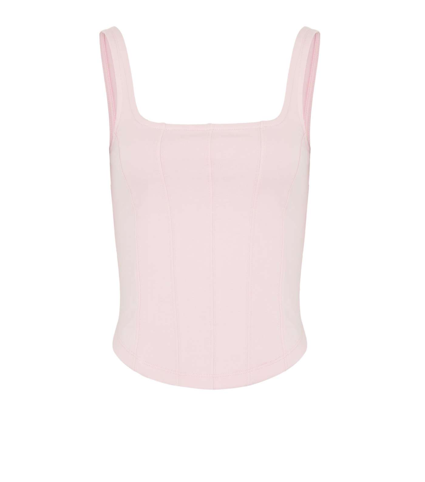 Mid Pink Square Neck Corset Seam Vest Image 5