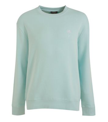 Image of Mint Green Rose Embroidered Sweatshirt New Look