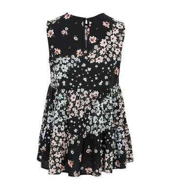 Image of Maternity Black Floral Sleeveless Peplum Top New Look