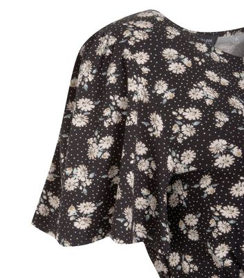 Image of Maternity Black Floral Spot Short Sleeve Top New Look