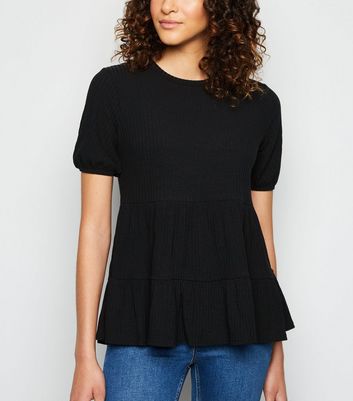 new look black peplum top