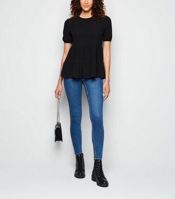 new look black peplum top