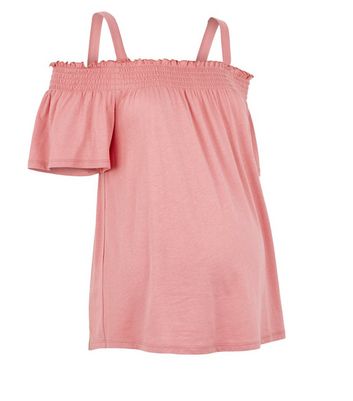 Image of Maternity Mid Pink Bardot Top New Look