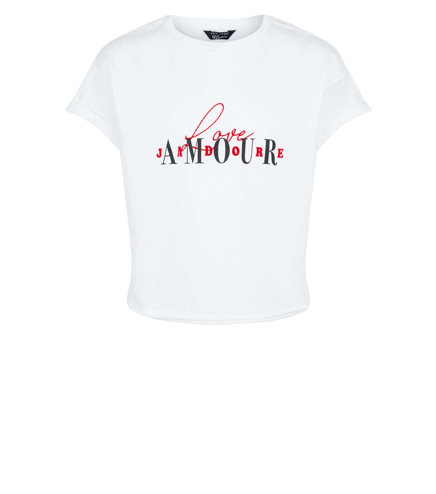 Girls White Love Amour Flocked Slogan T-Shirt Image 4