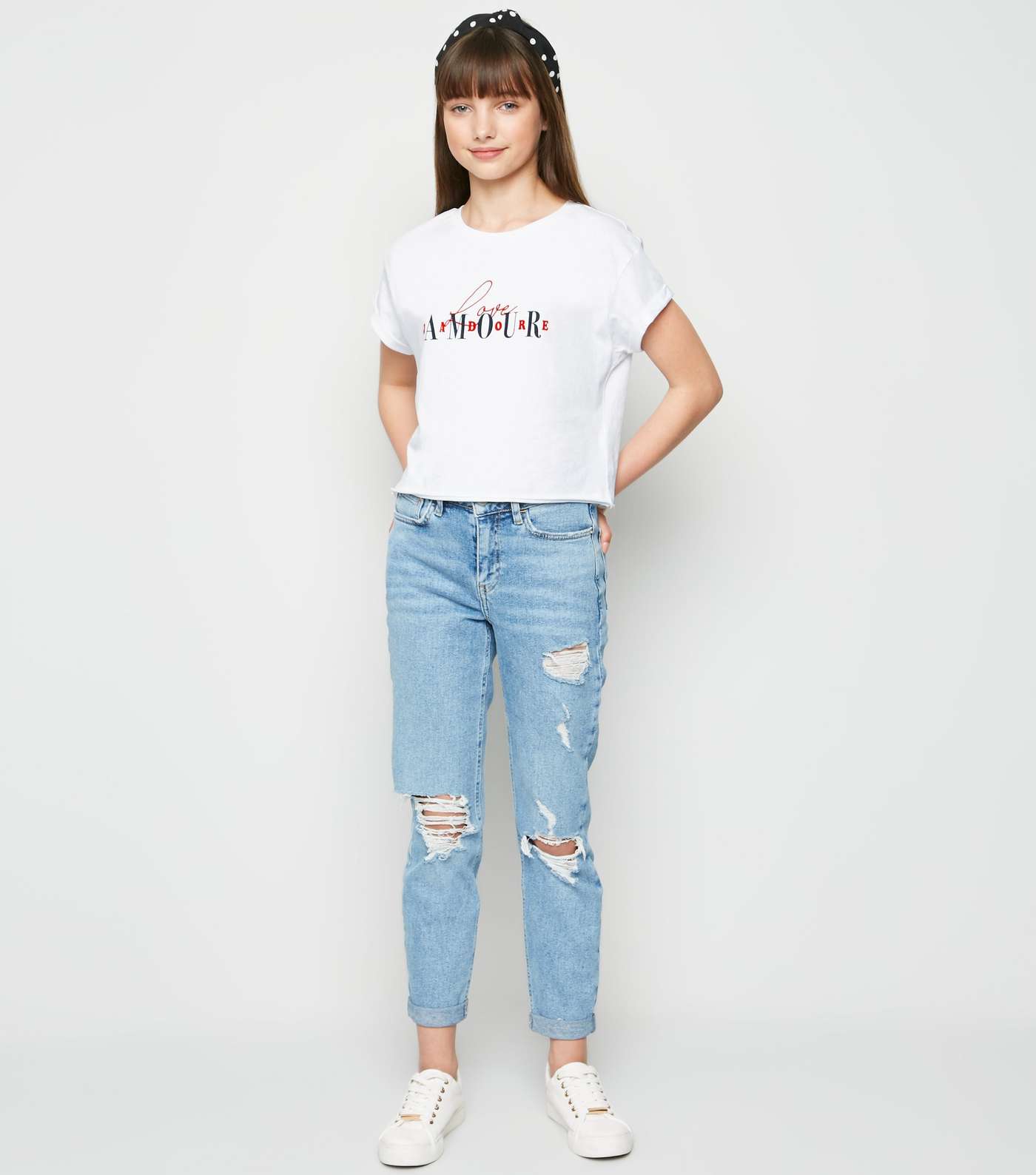 Girls White Love Amour Flocked Slogan T-Shirt Image 2