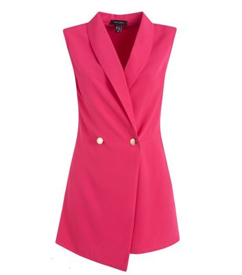 pink sleeveless blazer dress